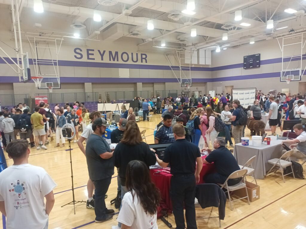 Seymour High School Auxiliary Gym on April 16, 2024, for Career College Transition Fair